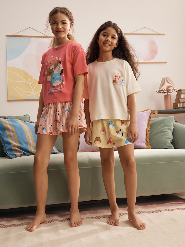 Pink/Yellow Yellow/ Pink Squishmallow Short Pyjamas 2 Pack (5-14yrs) - Image 1 of 5