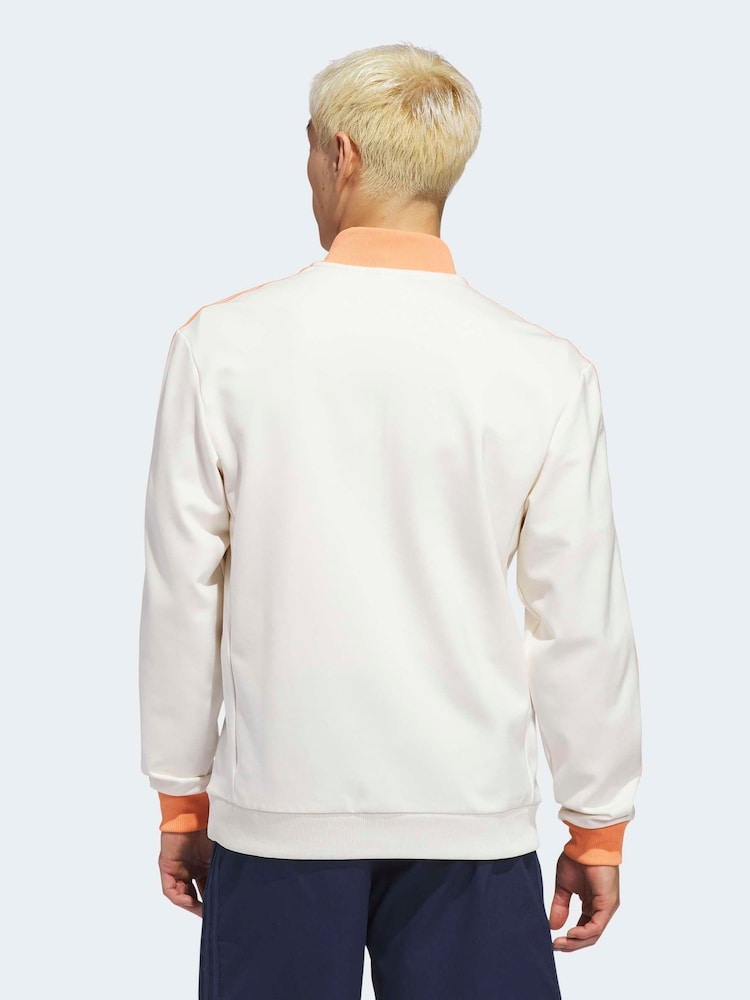adidas Golf Chalk White Originals 3-Stripes 1/4 Zip Sweatshirt - Image 2 of 7 adidas Golf Chalk White Originals 3-Stripes 1/4 Zip Sweatshirt - Image 2 of 7
