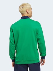 adidas Golf Green Originals 3-Stripes 1/4 Zip Sweatshirt - Image 2 of 7