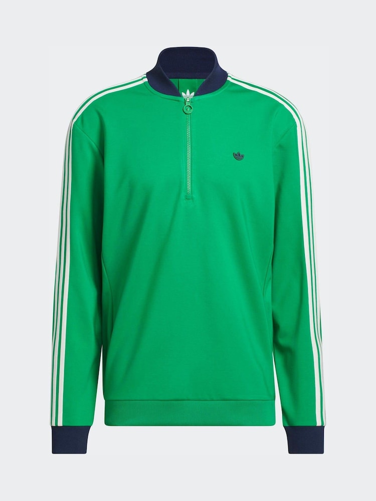 adidas Golf Green Originals 3-Stripes 1/4 Zip Sweatshirt - Image 7 of 7
