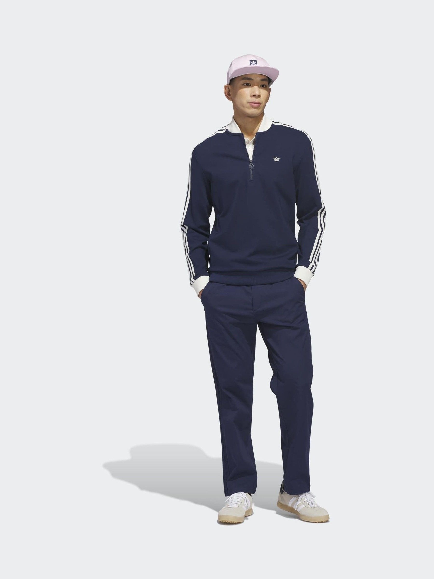 Buy adidas Golf Navy/White Originals 3-Stripes 1/4 Zip Sweatshirt