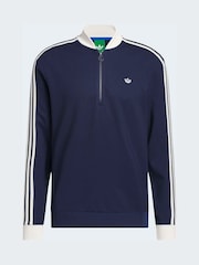 adidas Golf Navy/White Originals 3-Stripes 1/4 Zip Sweatshirt - Image 6 of 6