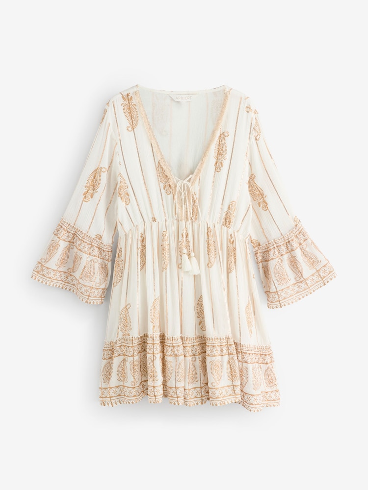 Apricot Cream Bohemian Style Bell Sleeve Dress - Image 1 of 1