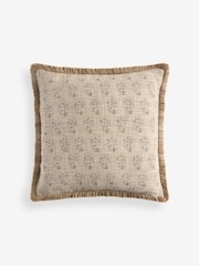 Natural 50 X 50cm Woodblock Reversible Floral Cushion - Image 4 of 5