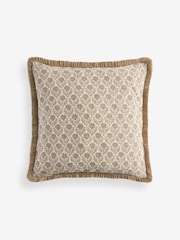 Natural 50 X 50cm Woodblock Reversible Floral Cushion - Image 5 of 5