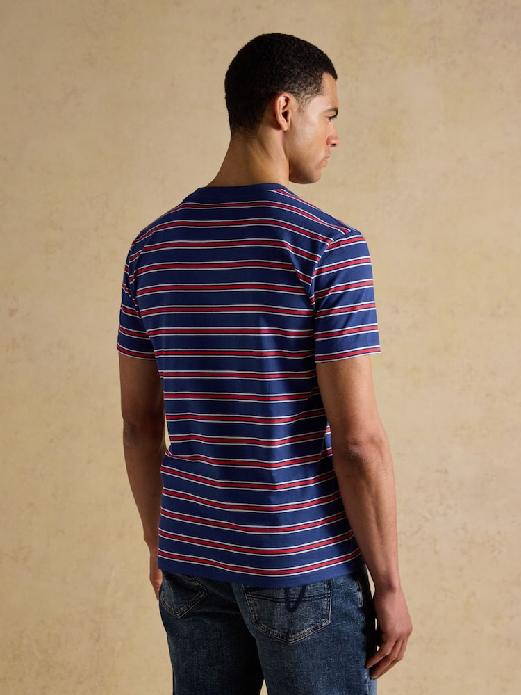 Joules Navy & Red Stripe Classic Fit Cotton T-Shirt - Image 2 of 6