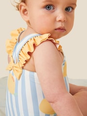 MORI Blue Stripe Recycled Frill Swimsuit - Image 2 of 5