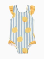 MORI Blue Stripe Recycled Frill Swimsuit - Image 3 of 5