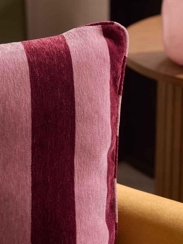 Pink 50 x 50cm Chenille Stripe Cushion - Image 2 of 4