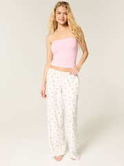 Hollister White Baggy Flannel Pyjama Trousers - Image 3 of 4