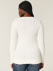 Hollister Logo Cable Knit V-Neck Jumper - Image 2 of 4