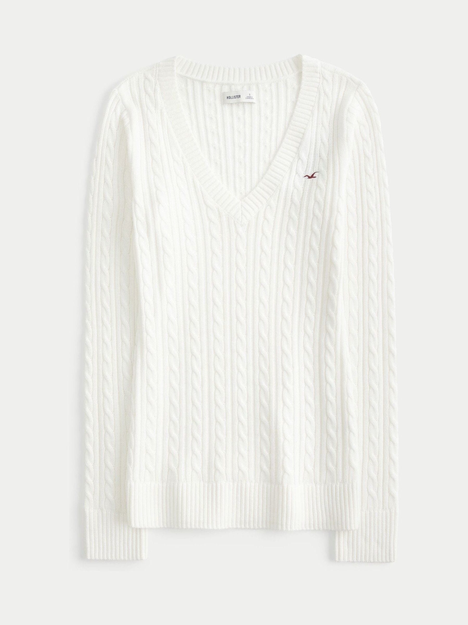 Buy Hollister Logo Cable Knit V-Neck Jumper from Next Turkey