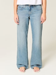 Hollister Blue Floral Embroidery Low Rise Baggy Jeans - Image 3 of 6