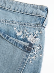 Hollister Blue Floral Embroidery Low Rise Baggy Jeans - Image 6 of 6
