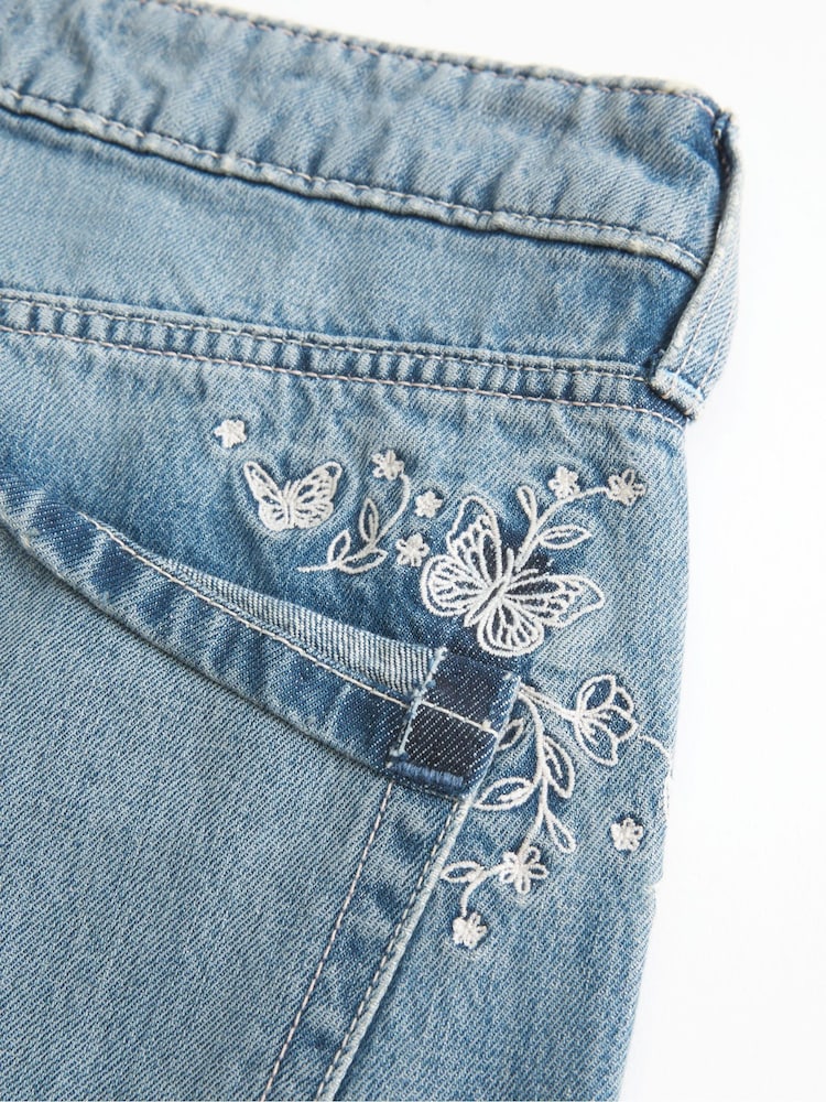 Hollister Blue Floral Embroidery Low Rise Baggy Jeans - Image 6 of 6