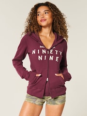 Hollister Slim Fit Graphic Print Zip Hoodie - Image 1 of 3
