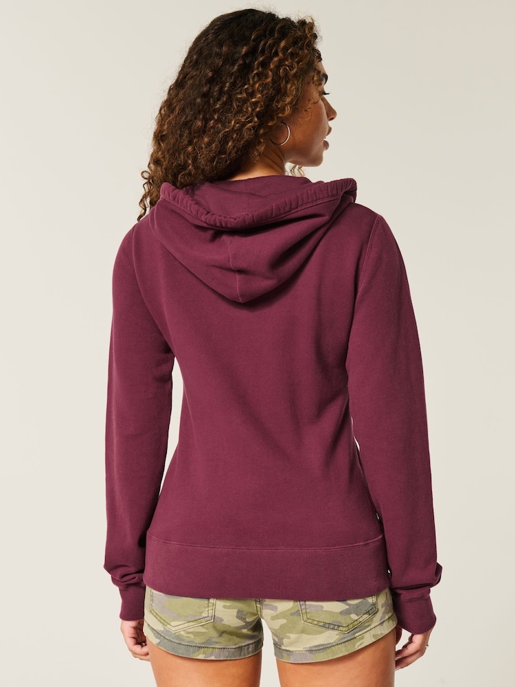Hollister Slim Fit Graphic Print Zip Hoodie - Image 2 of 3