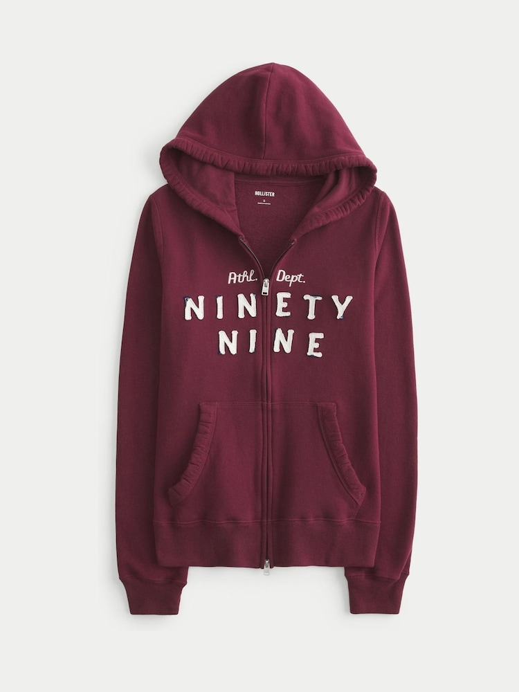 Hollister Slim Fit Graphic Print Zip Hoodie - Image 3 of 3