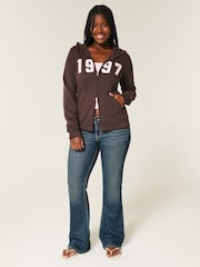 Hollister Slim Fit Graphic Print Zip Hoodie - Image 3 of 4