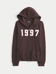 Hollister Slim Fit Graphic Print Zip Hoodie - Image 4 of 4