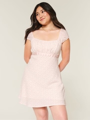 Hollister White Crepe Cap Sleeve Satin Sash Mini Dress - Image 1 of 4