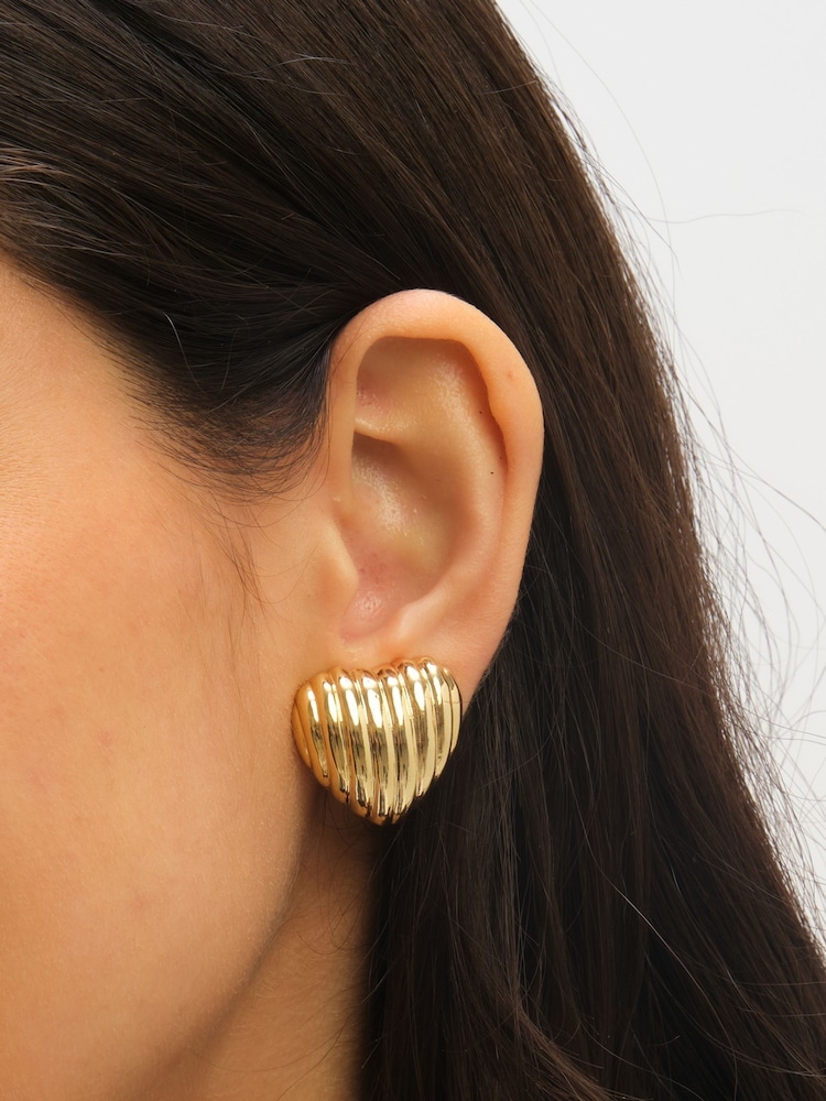 Jon Richard Gold Tone Heart Clip Earrings - Image 2 of 4
