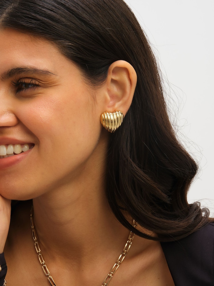 Jon Richard Gold Tone Heart Clip Earrings - Image 4 of 4
