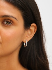 Jon Richard Silver Plated Waterproof Crystal And Polished Hoop Earrings - Image 2 of 4