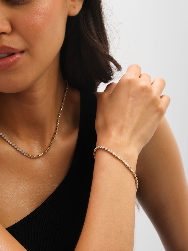 Jon Richard Gold Tone Tennis Necklace - Image 3 of 3