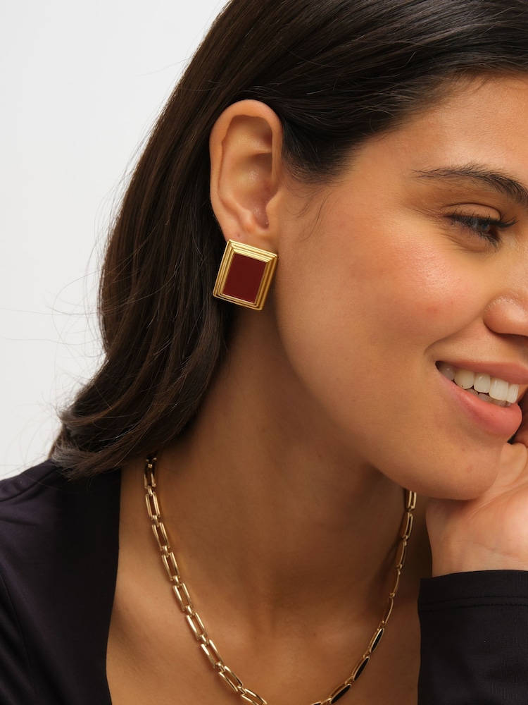 Jon Richard Gold Tone Red Enamel Earrings - Image 2 of 5