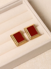 Jon Richard Gold Tone Red Enamel Earrings - Image 3 of 5