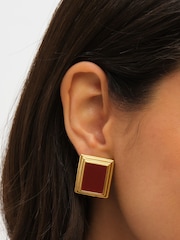 Jon Richard Gold Tone Red Enamel Earrings - Image 4 of 5