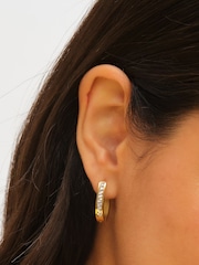 Jon Richard Gold Plated Waterproof Crystal And Polished Hoop Earrings - Image 2 of 4