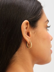 Jon Richard Gold Plated Waterproof Crystal And Polished Hoop Earrings - Image 3 of 4