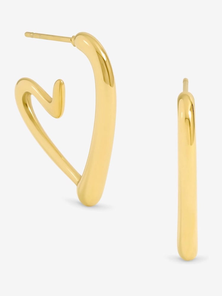 Jon Richard Gold Plated Waterproof Heart Hoop Earrings - Image 1 of 1