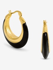 Jon Richard Gold Tone Jet Enamel Hoop Earrings - Image 1 of 5