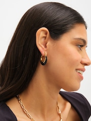 Jon Richard Gold Tone Jet Enamel Hoop Earrings - Image 2 of 5