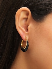 Jon Richard Gold Tone Jet Enamel Hoop Earrings - Image 4 of 5