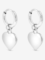 Jon Richard Silver Plated Waterproof Heart Charm Hoop Earrings - Image 1 of 3