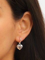 Jon Richard Silver Plated Waterproof Heart Charm Hoop Earrings - Image 3 of 3