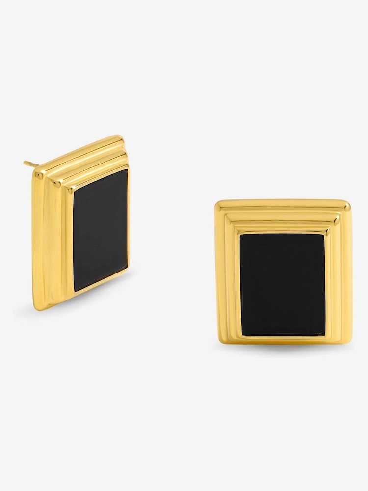 Jon Richard Gold Tone Jet Enamel Earrings - Image 1 of 5
