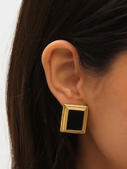Jon Richard Gold Tone Jet Enamel Earrings - Image 2 of 5