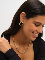 Jon Richard Gold Tone Jet Enamel Earrings - Image 4 of 5