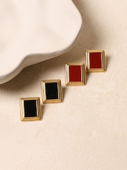 Jon Richard Gold Tone Jet Enamel Earrings - Image 5 of 5