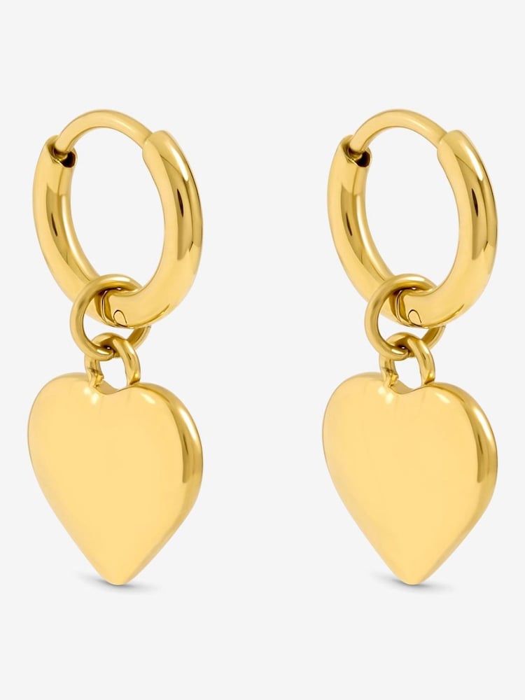 Jon Richard Gold Plated Waterproof Heart Charm Hoop Earrings - Image 1 of 3