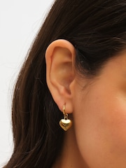 Jon Richard Gold Plated Waterproof Heart Charm Hoop Earrings - Image 2 of 3