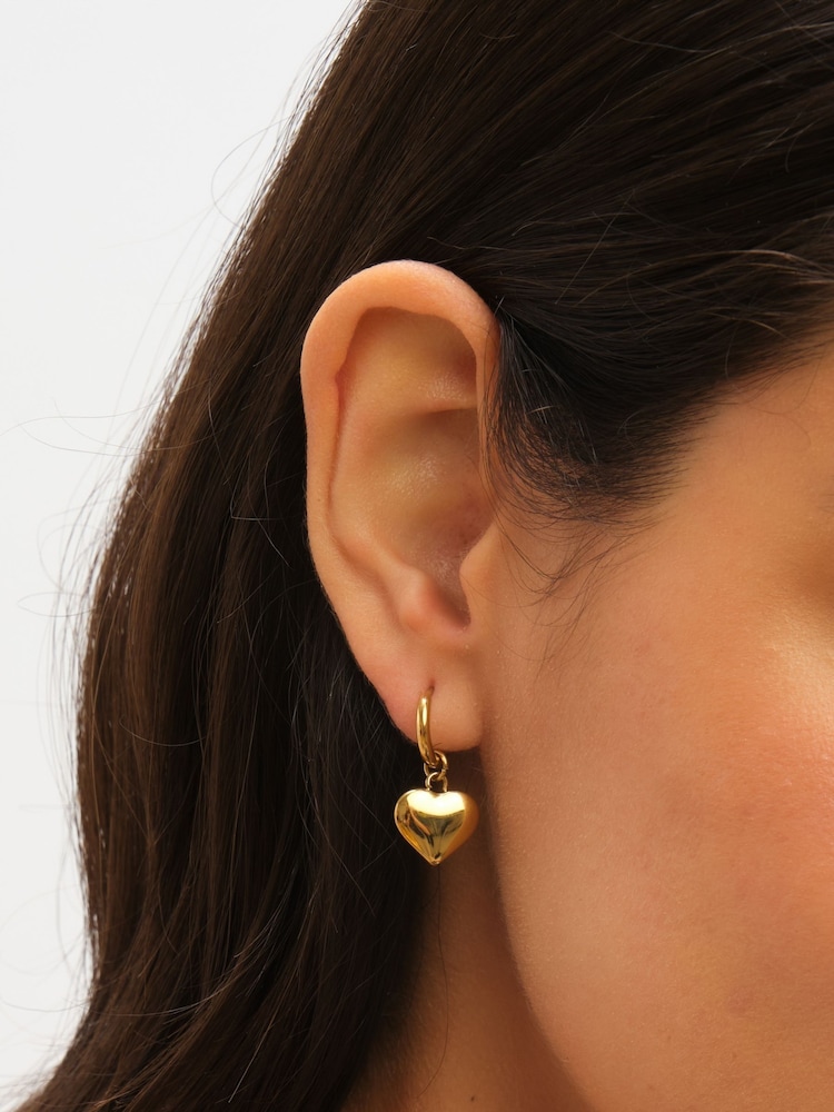 Jon Richard Gold Plated Waterproof Heart Charm Hoop Earrings - Image 2 of 3