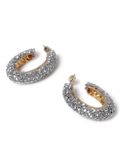 لون فضي - Aela Sparkle Thick Oval Hoop Earrings - صورة 3 من 3