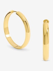 Jon Richard Gold Plated Waterproof Large Flat Surface Hoop Earrings - Image 1 of 1