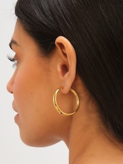 Jon Richard Gold Plated Waterproof Large Flat Surface Hoop Earrings - Image 3 of 5